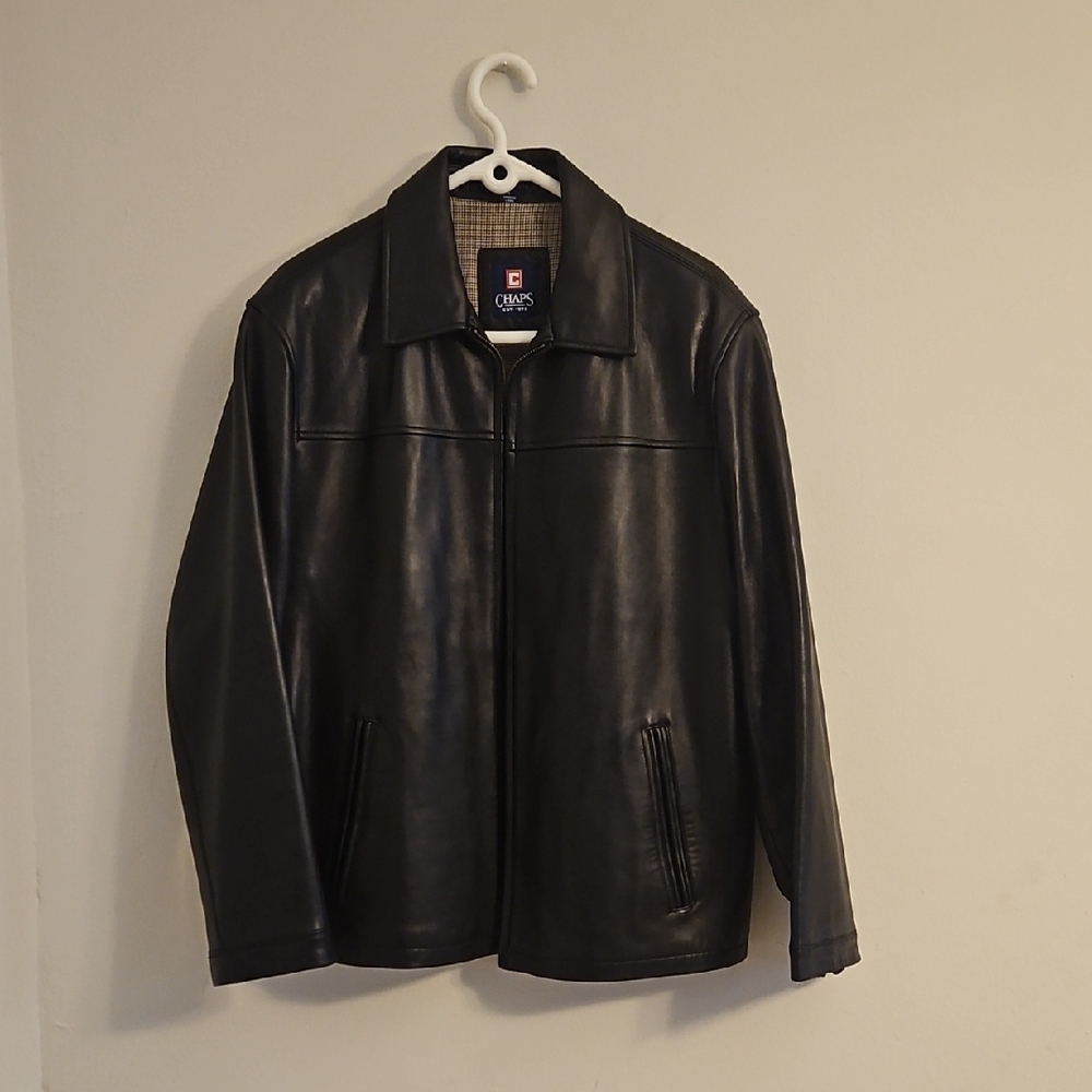 Chaps Men's Black Leather Jacket